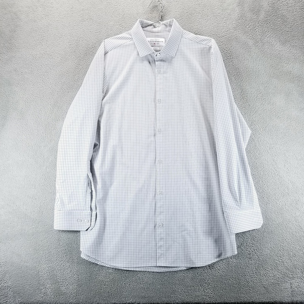 Mizzen Main Shirt Mens 2XL White Check Leeward‎ Trim Fit Stretch Non Iron
